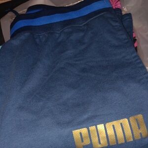 Puma Navy Sweatpants with Gold Logo